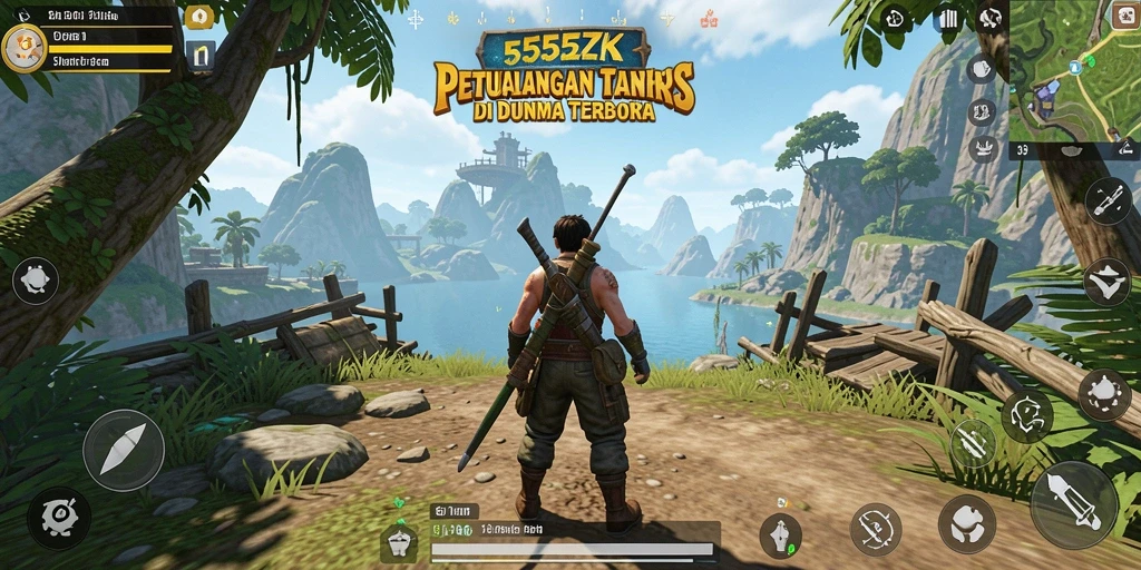 Tampilan gameplay 555ZK yang menakjubkan di dunia terbuka.