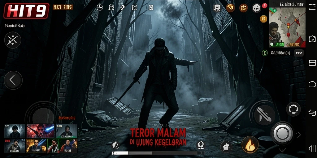 Gameplay HIT9 menampilkan suasana mencekam dan makhluk menyeramkan.