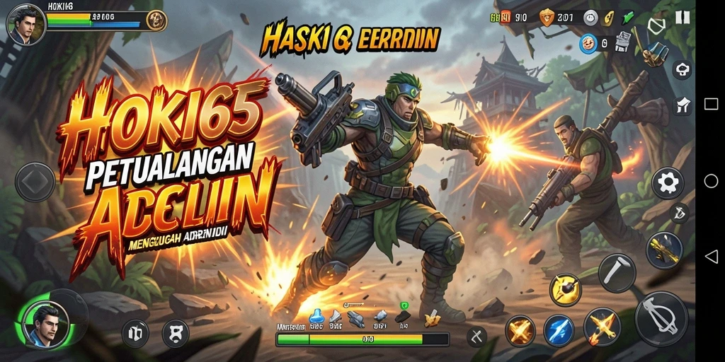 Screenshot utama HOKI65 menampilkan aksi seru dalam pertempuran epik.