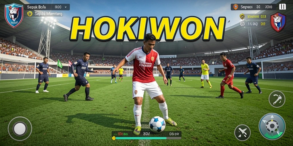 Gameplay HOKIWON yang mendebarkan dalam aksi sepak bola.