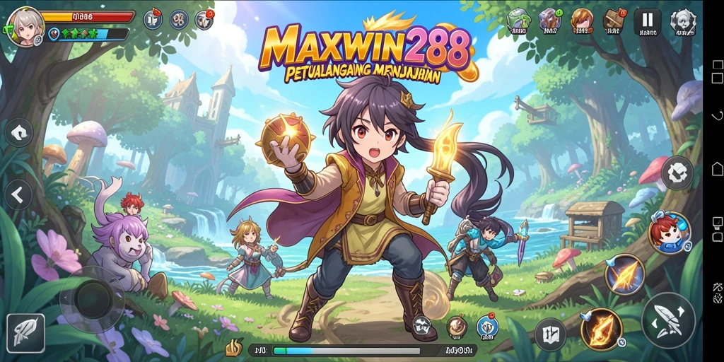 Tangkapan layar gameplay MAXWIN288 yang menampilkan karakter Anime dalam pertarungan.