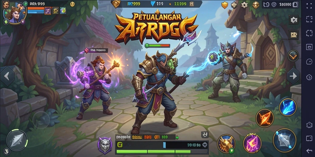 Menampilkan karakter beraksi dalam pertarungan seru dunia ARPG.